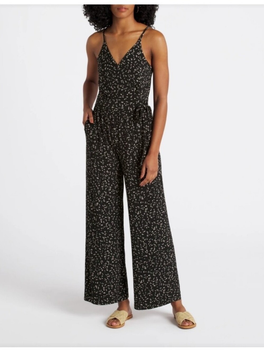 NWT Kaleigh Stitch Fix Patterned Black White One Piece Pants Jumpsuit Large
